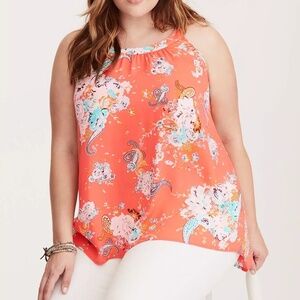 Torrid Floral Print Georgette High Neck Tank Top